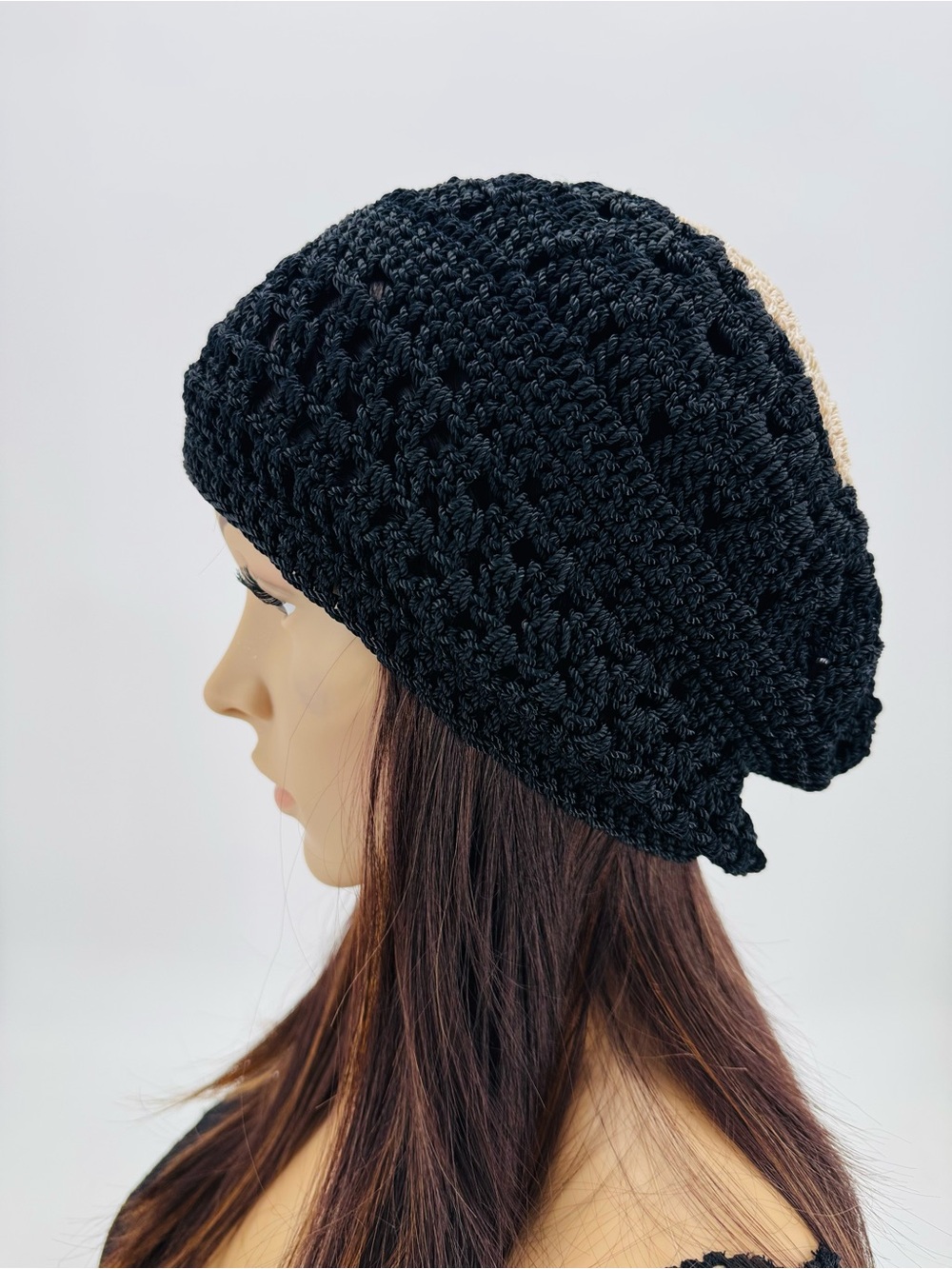 Vintage Y2K Boho Festival Grunge Crochet Macrame Handcrafted Beanie Knitted Hat - Picture 6 of 14